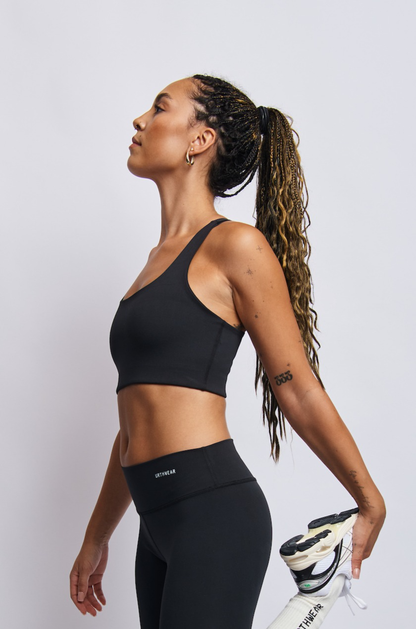 Ecomoss Low Neck Racerback Bra, Raven Black by URTHWEAR