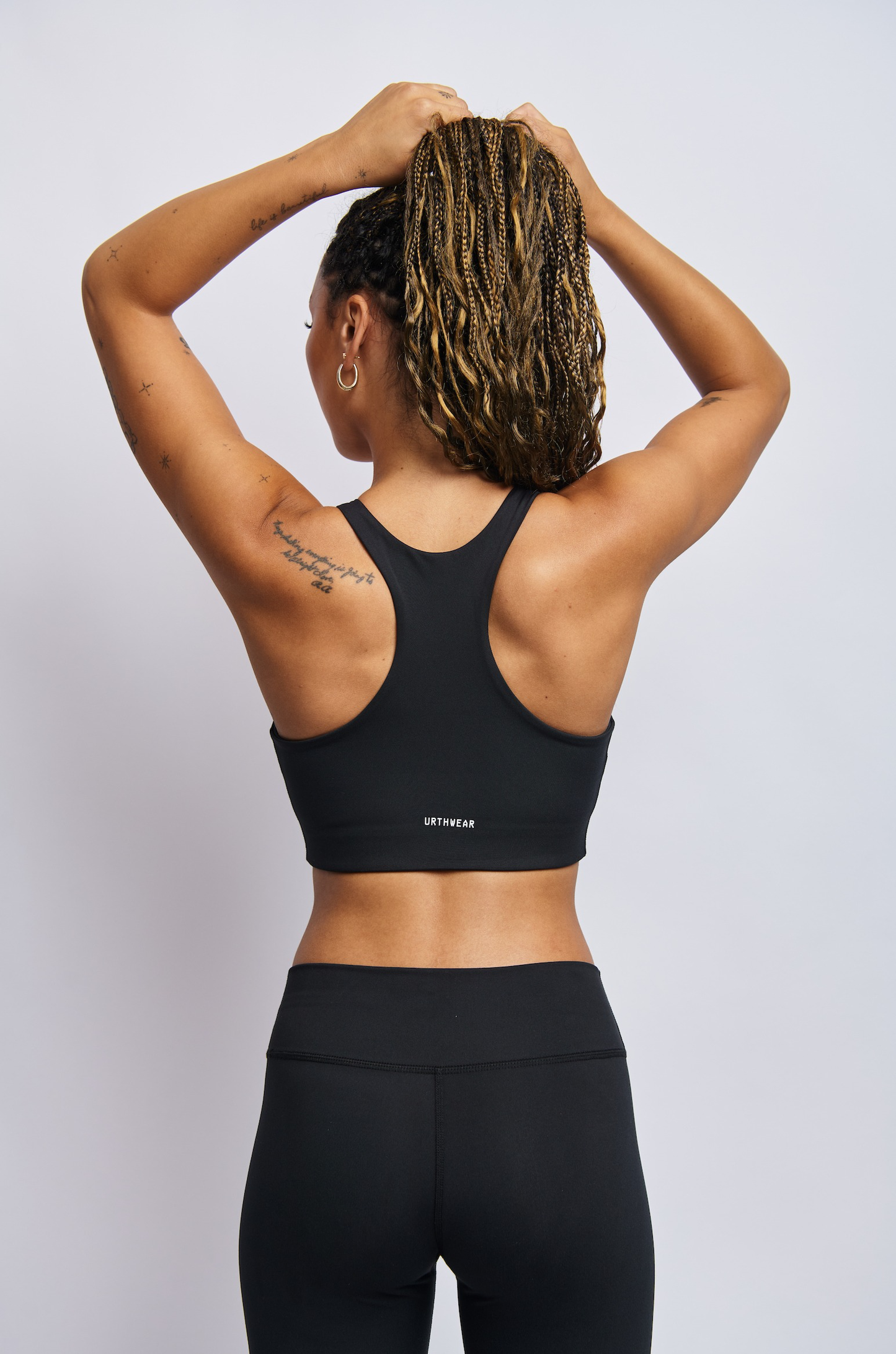 Ecomoss Low Neck Racerback Bra, Raven Black by URTHWEAR