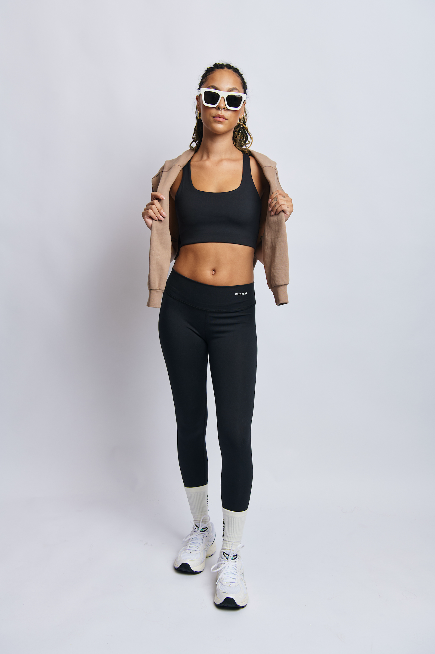 Ecomoss Low Neck Racerback Bra, Raven Black by URTHWEAR