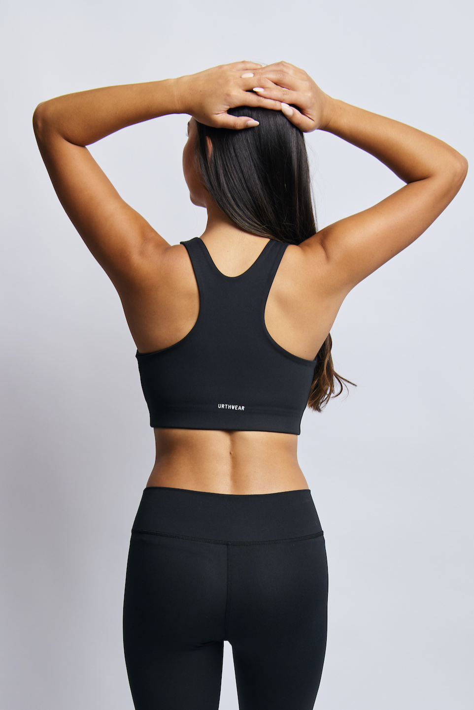 Ecomoss High Neck Racerback Bra, Raven Black by URTHWEAR