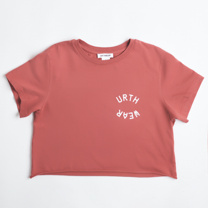 Mortal Planet Midweight Cropped Tee, Ash Red by URTHWEAR