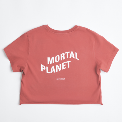 Mortal Planet Midweight Cropped Tee, Ash Red by URTHWEAR