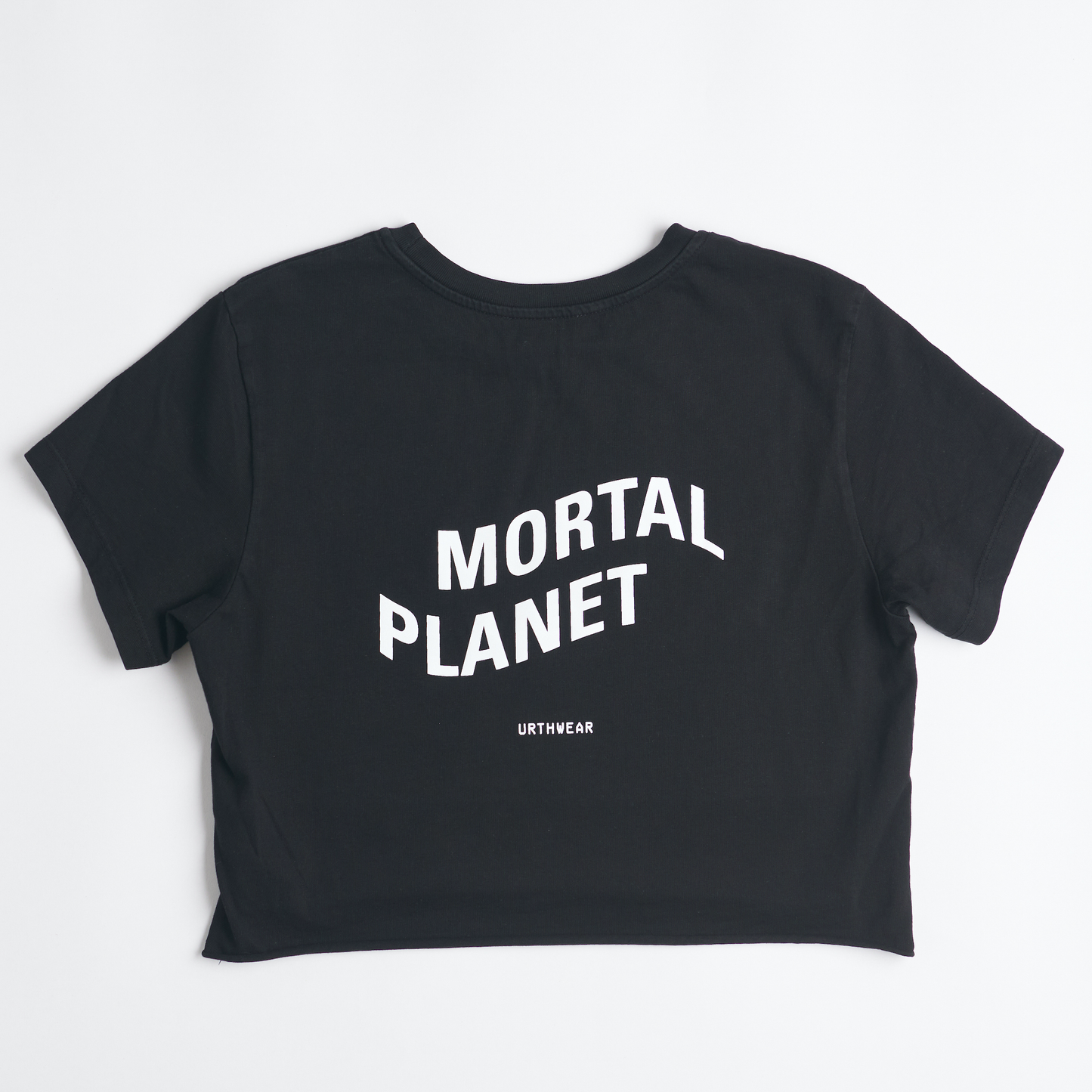 Mortal Planet Midweight Cropped Tee, Super Black by URTHWEAR