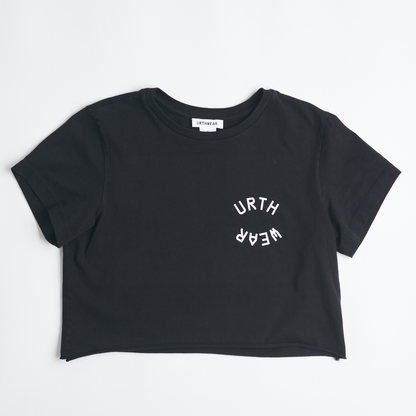 Mortal Planet Midweight Cropped Tee, Super Black by URTHWEAR