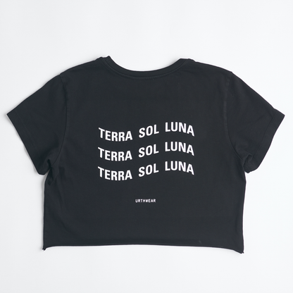 Terra Sol Luna Midweight Cropped Tee, Super Black by URTHWEAR