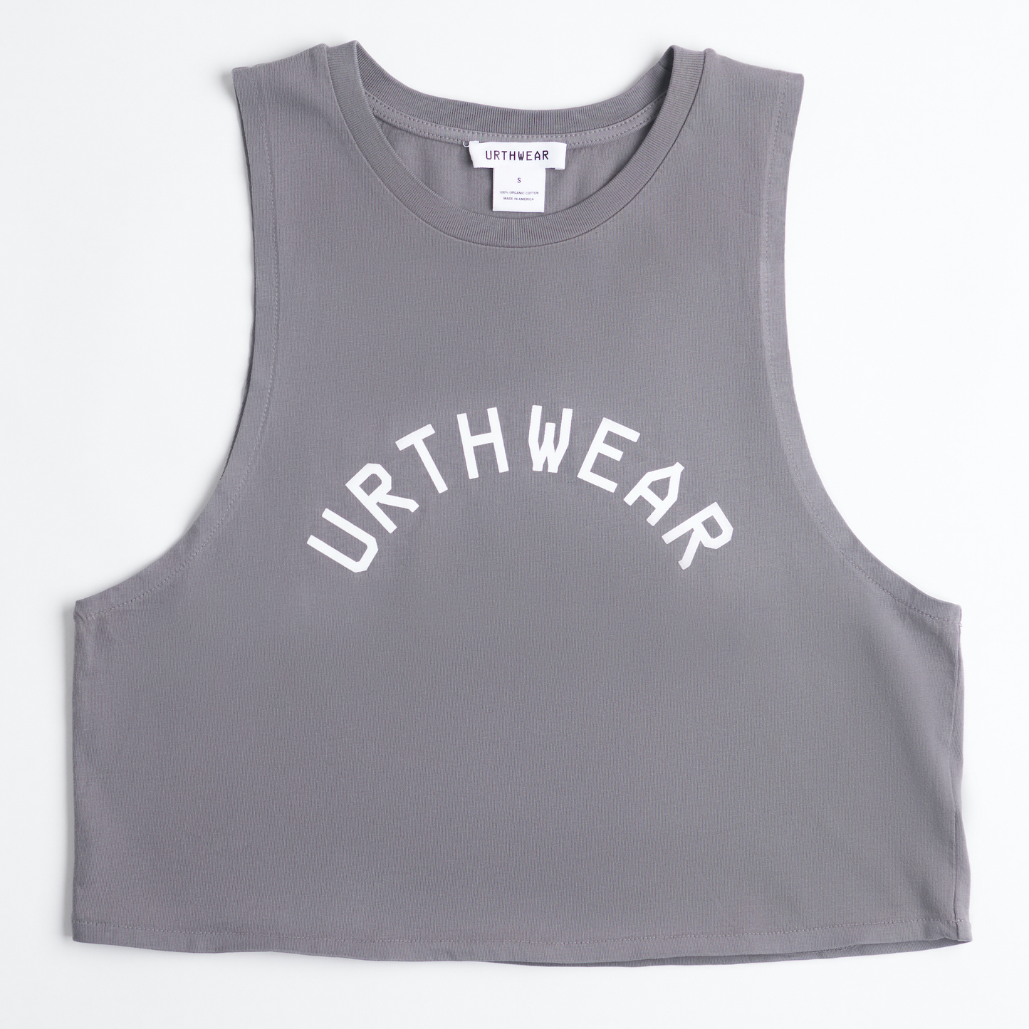 Arch Logo Midweight Cropped Tank, Gravel Grey by URTHWEAR