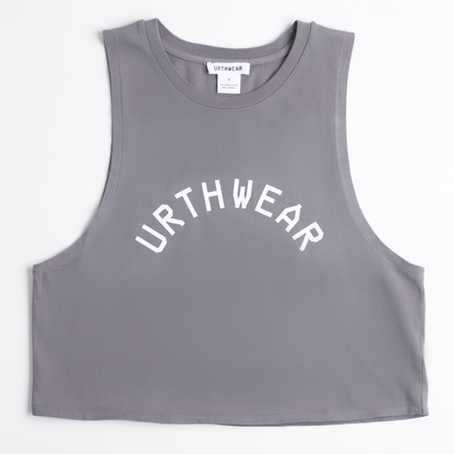 Arch Logo Midweight Cropped Tank, Gravel Grey by URTHWEAR