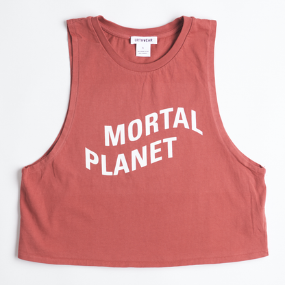 Mortal Planet Midweight Cropped Tank, Ash Red by URTHWEAR