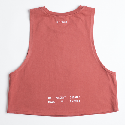 Mortal Planet Midweight Cropped Tank, Ash Red by URTHWEAR
