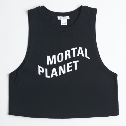 Mortal Planet Midweight Cropped Tank, Super Black by URTHWEAR