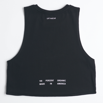 Mortal Planet Midweight Cropped Tank, Super Black by URTHWEAR