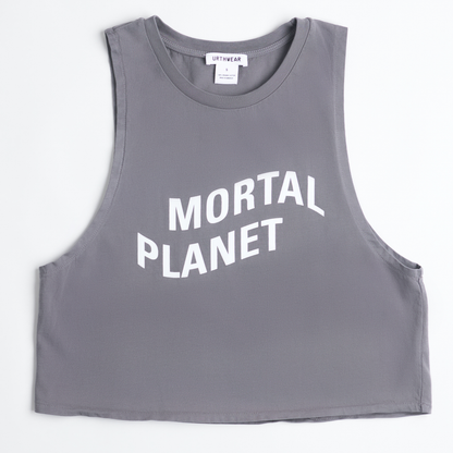 Mortal Planet Midweight Cropped Tank, Gravel Grey by URTHWEAR