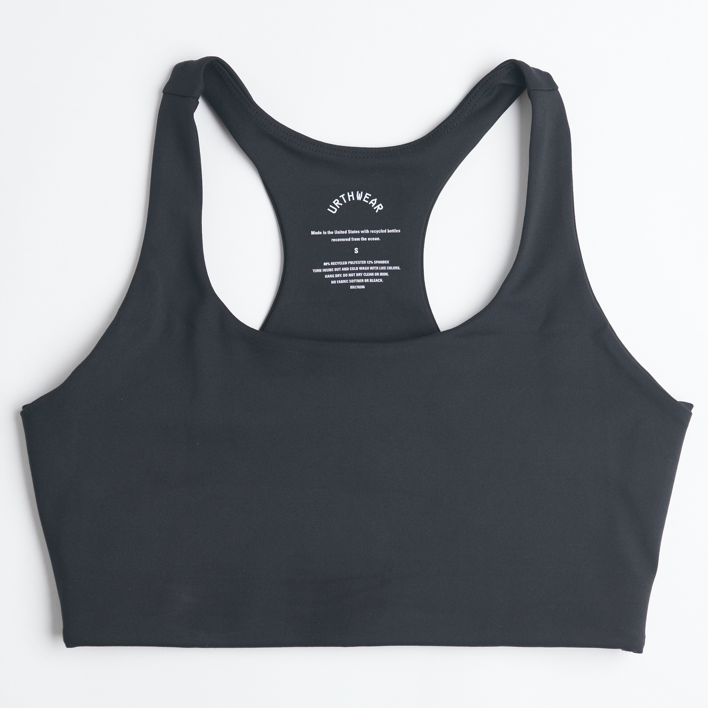 Ecomoss Low Neck Racerback Bra, Raven Black by URTHWEAR