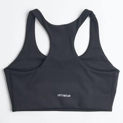 Ecomoss Low Neck Racerback Bra, Raven Black by URTHWEAR