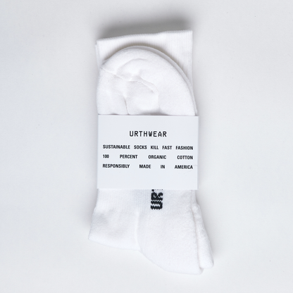 Logo Softknit Crew Socks, White by URTHWEAR