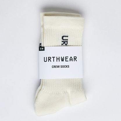 Vertical Softknit Crew Socks, Ivory White by URTHWEAR