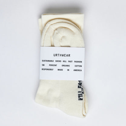 Vertical Softknit Crew Socks, Ivory White by URTHWEAR