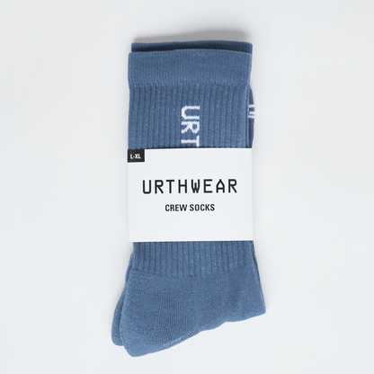 Vertical Softknit Crew Socks, Stone Blue by URTHWEAR
