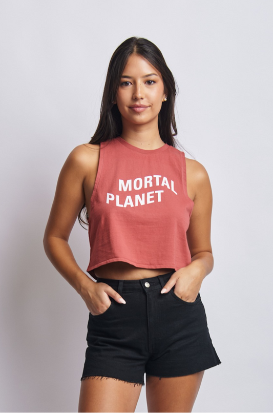 Mortal Planet Midweight Cropped Tank, Ash Red by URTHWEAR