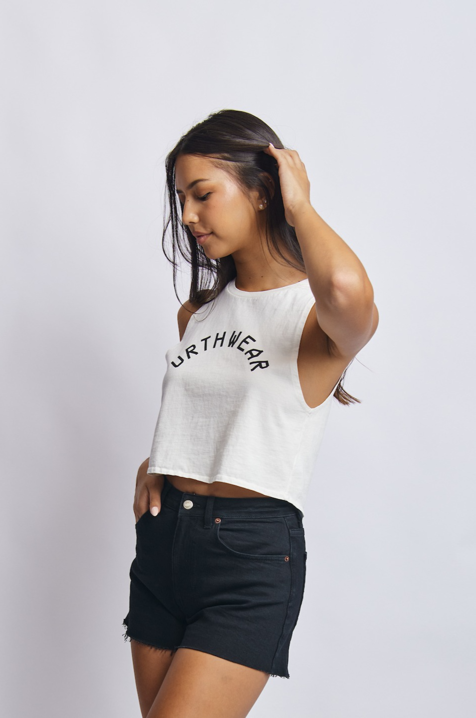 Arch Logo Midweight Cropped Tank, Lunar White by URTHWEAR