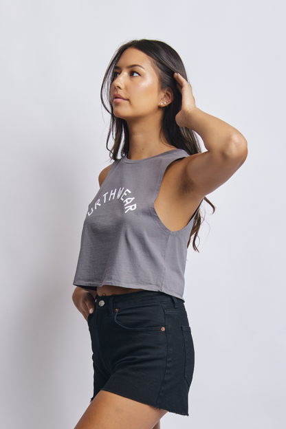 Arch Logo Midweight Cropped Tank, Gravel Grey by URTHWEAR