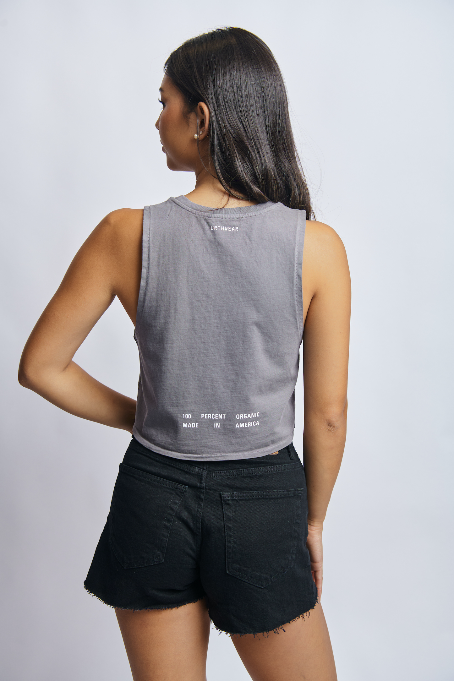 Arch Logo Midweight Cropped Tank, Gravel Grey by URTHWEAR