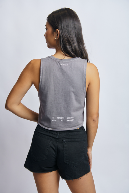 Arch Logo Midweight Cropped Tank, Gravel Grey by URTHWEAR
