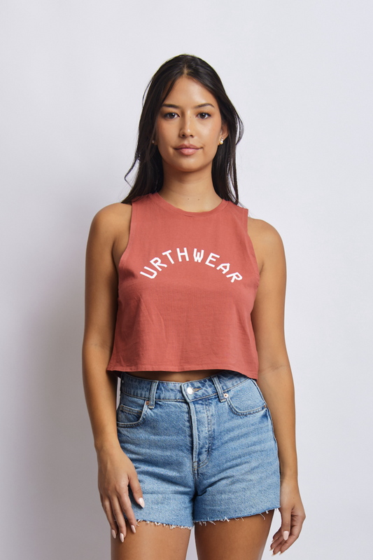 Arch Logo Midweight Cropped Tank, Ash Red by URTHWEAR