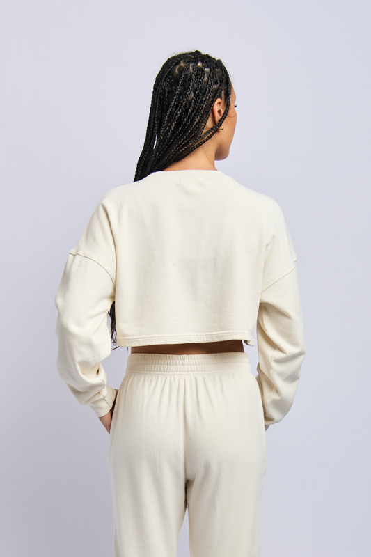 Origins Cloudfleece Cropped Sweatshirt, Alabaster White by URTHWEAR