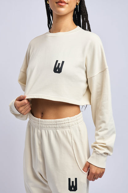 Icon Cloudfleece Cropped Sweatshirt, Alabaster White by URTHWEAR