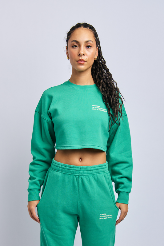 Origins Cloudfleece Cropped Sweatshirt, Digital Green by URTHWEAR