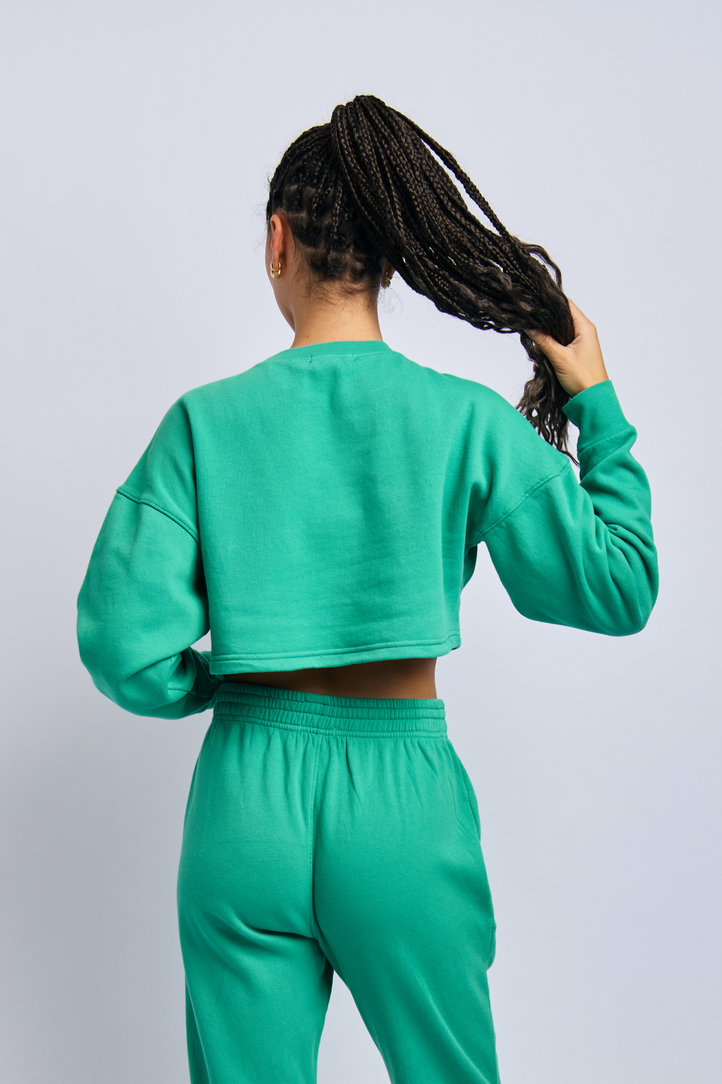Icon Cloudfleece Cropped Sweatshirt, Digital Green by URTHWEAR