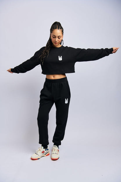 Icon Cloudfleece Cropped Sweatshirt, Super Black by URTHWEAR