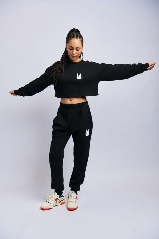Icon Cloudfleece Cropped Sweatshirt, Super Black by URTHWEAR