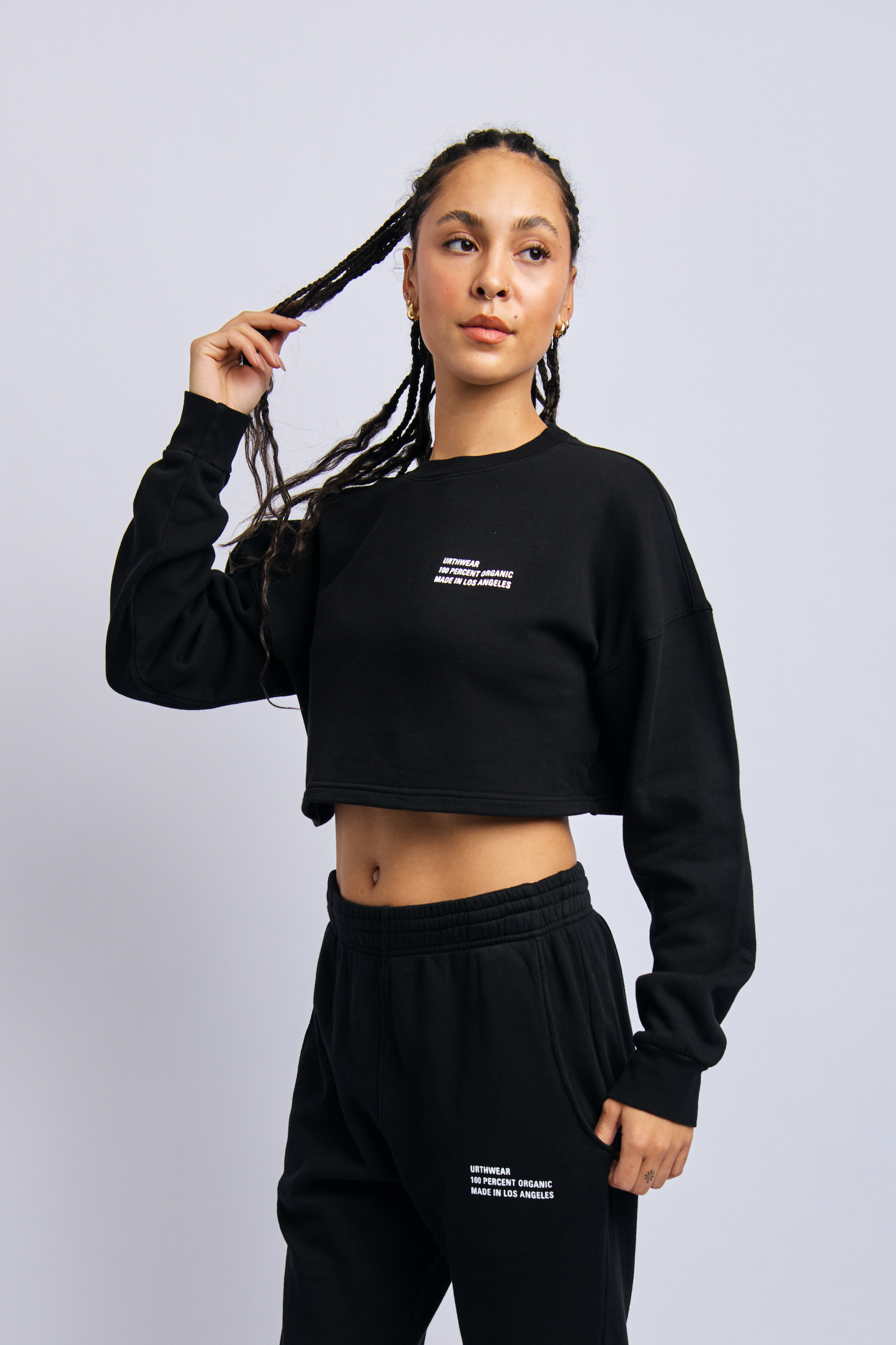 Origins Cloudfleece Cropped Sweatshirt, Super Black by URTHWEAR
