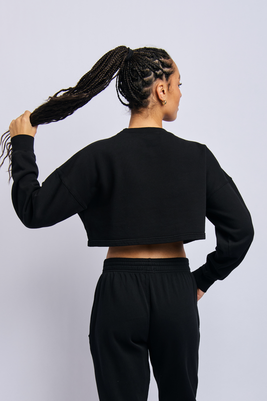 Origins Cloudfleece Cropped Sweatshirt, Super Black by URTHWEAR