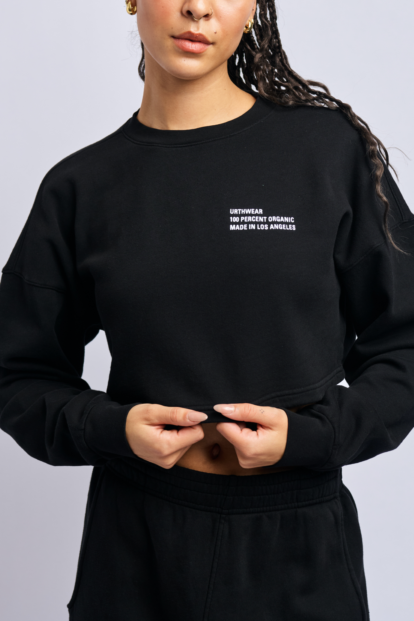 Origins Cloudfleece Cropped Sweatshirt, Super Black by URTHWEAR