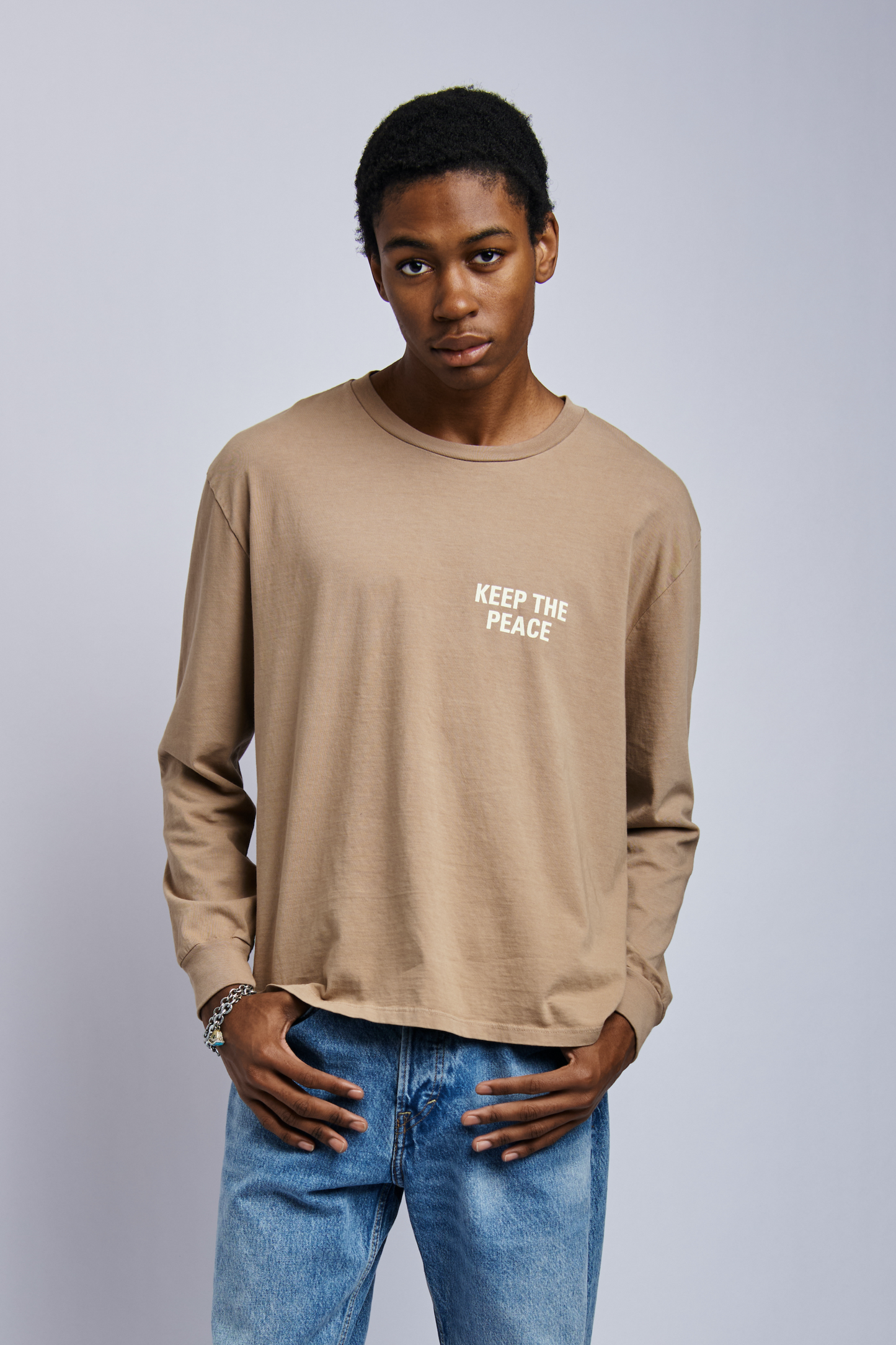 Keep The Peace Midweight Relaxed Long Sleeve, Desert Clay by URTHWEAR