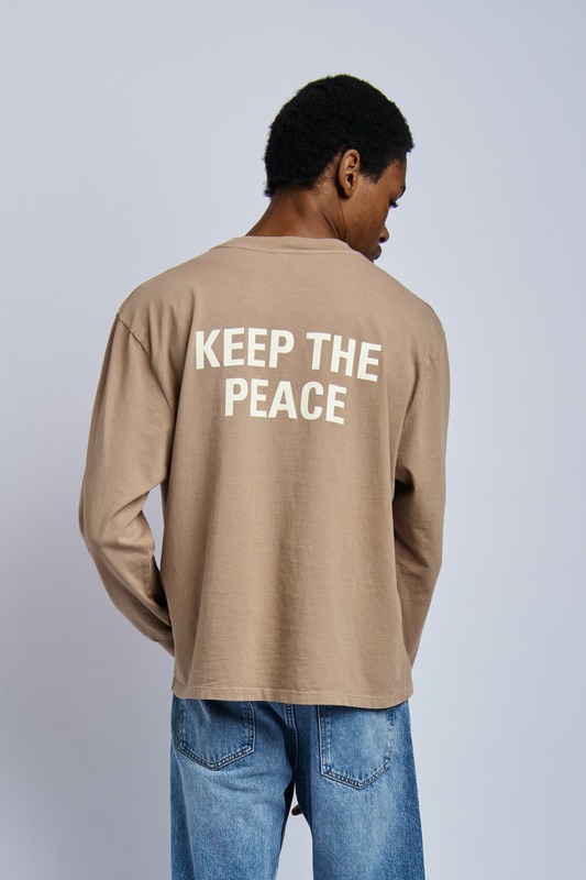 Keep The Peace Midweight Relaxed Long Sleeve, Desert Clay by URTHWEAR