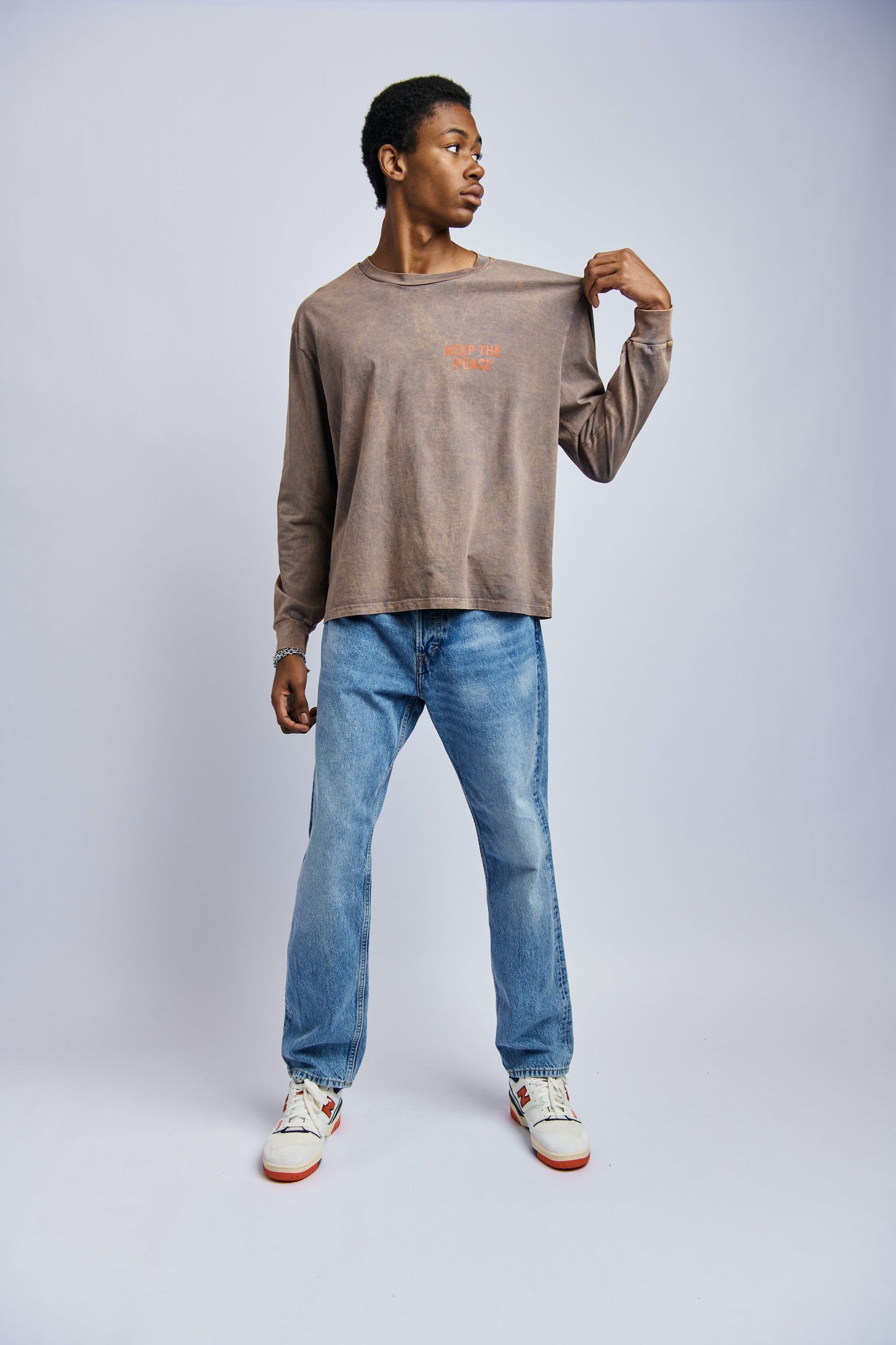 Keep The Peace Midweight Relaxed Long Sleeve, Camo Grey by URTHWEAR