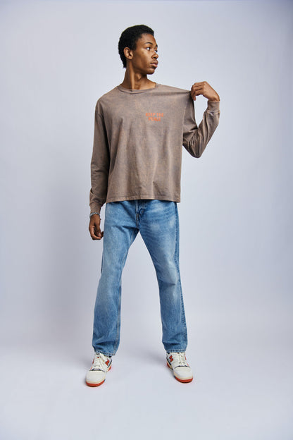 Keep The Peace Midweight Relaxed Long Sleeve, Camo Grey by URTHWEAR