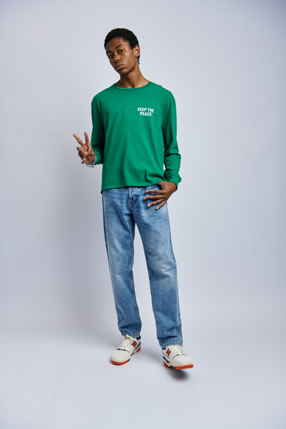 Keep The Peace Midweight Relaxed Long Sleeve, Rolex Green by URTHWEAR