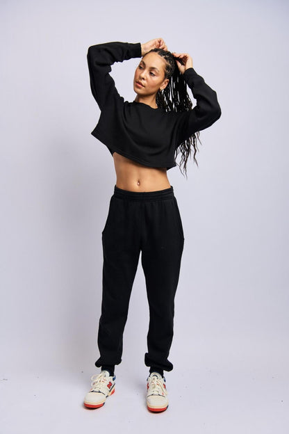 Cloudfleece Cropped Sweatshirt, Super Black by URTHWEAR