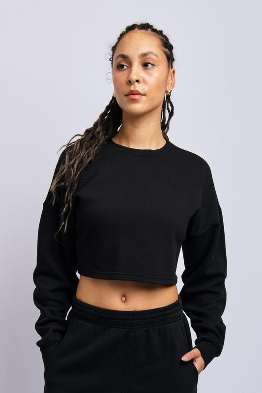 Cloudfleece Cropped Sweatshirt, Super Black by URTHWEAR