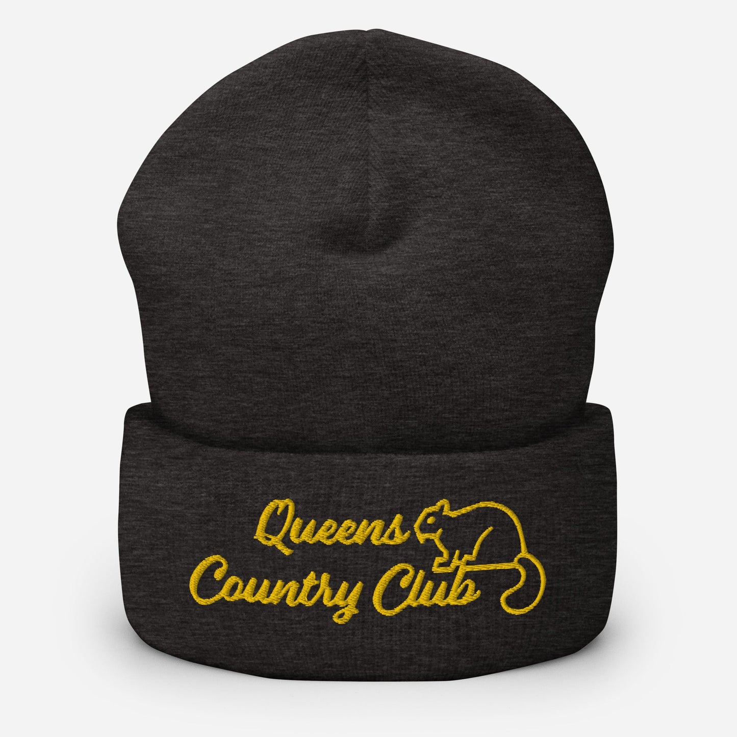 Queens Country Club with Squirrel Embroidery Cuffed Beanie by Queens Country Club