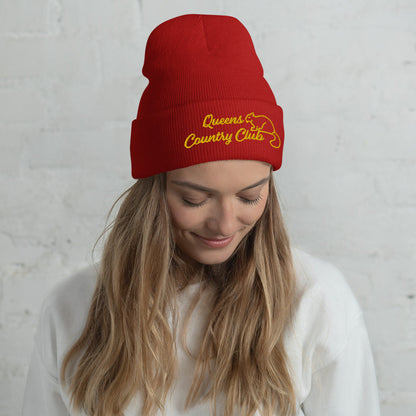 Queens Country Club with Squirrel Embroidery Cuffed Beanie by Queens Country Club