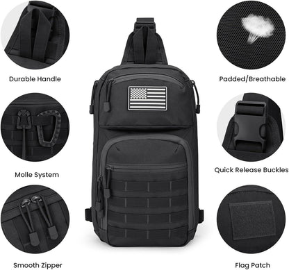 FR Fashion Co. 16" Men's 10L MOLLE Tactical Sling Backpack - FR Fashion Co. 