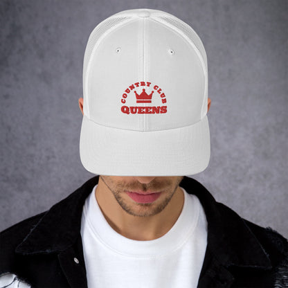 Queens CC Crown Trucker Cap White by Queens Country Club