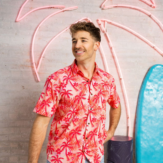 Super Stretch - Fire Palms Hawaiian Shirt by Tropical Bros