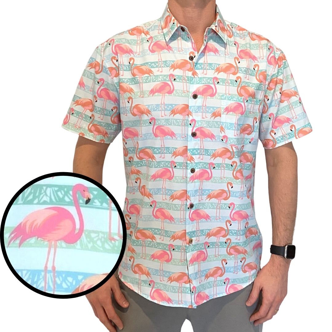 Super Stretch - Flamingo Paradise Hawaiian Shirt by Tropical Bros